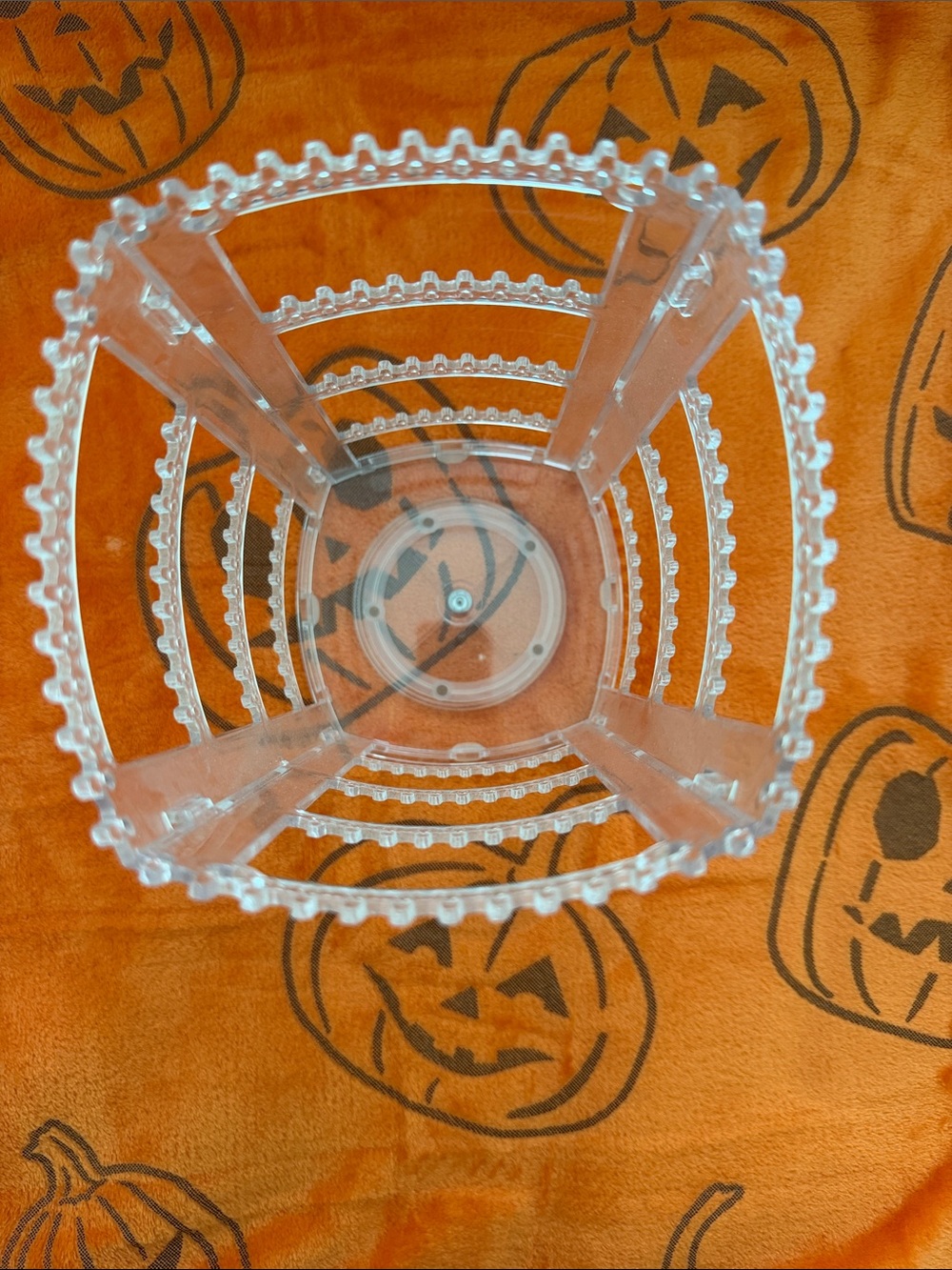 Clear Acrylic Decorative Organizer - Beaded Edge.Folding Rotating Jewelry Holder